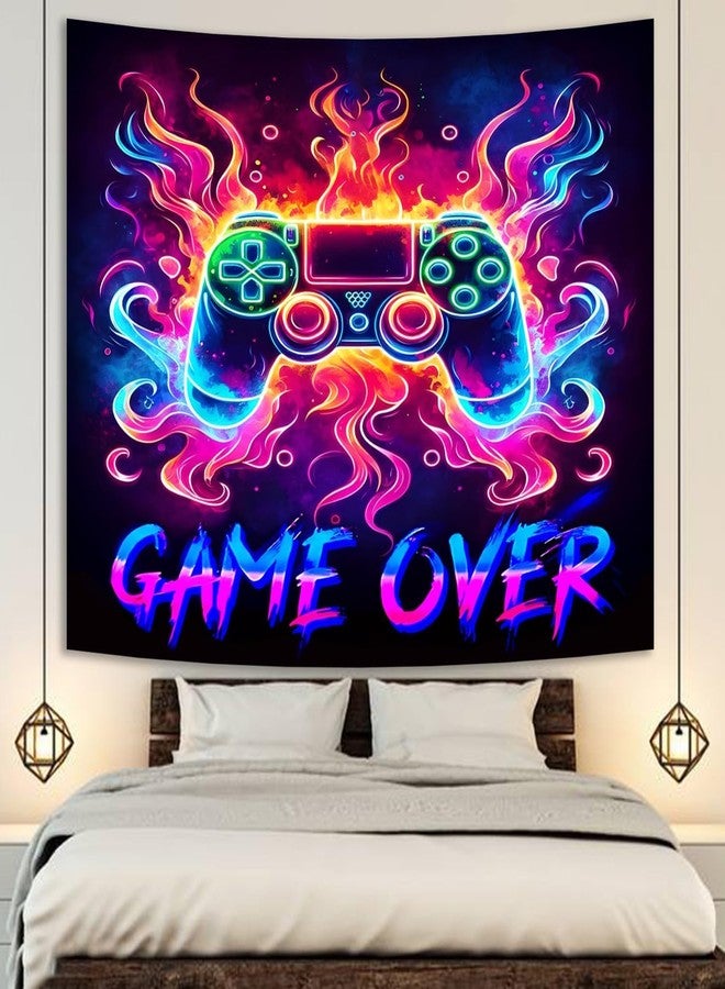 Manicer Blacklight Gaming Tapestry, Cool Neon Game Controller Wall Hanging for Boys Teens, UV Reactive GAME OVER Abstract Art 3D Gaming Poster Tapestries for Bedroom, Play Room - 29.5" x 39.4" - Image 5